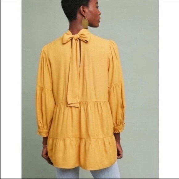 Anthropologie  Maeve Goldie Tiered Tunic I’m Gold M NWOT - Picture 2 of 13